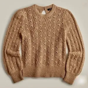 NWT!! J. CREW Balloon Sleeve Cable Knit Sweater Pale‎ Clay Tan Brown X-Small thumbnail 7