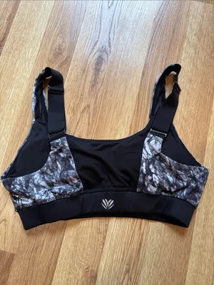 Women’s Marble-Print Sports Bra - Black/Gray thumbnail 2