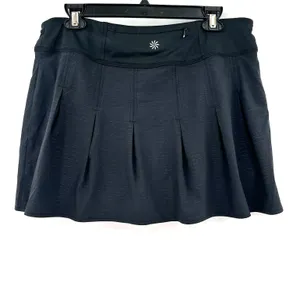 Athleta Size XL Mini Skort Black Undershort Tennis Pickleball‎ Pleated Stretch thumbnail 2