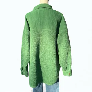 American Eagle Teddy Shacket Jacket Women’s L Green Button Front Cozy Overshirt thumbnail 4