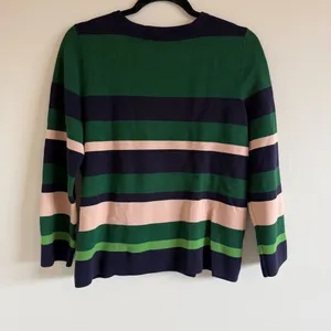 ANN TAYLOR Green and Navy Striped Sweater Women’s Size large thumbnail 2