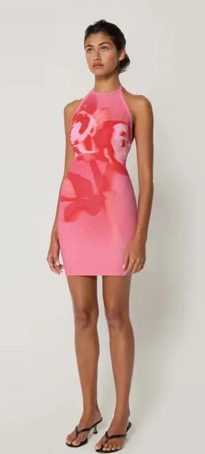 KHY Smooth Stretch Halter Mini Dress Pink thumbnail 2
