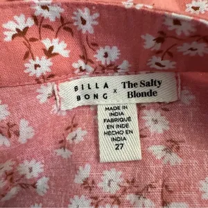 Billabong x Salty Blonde Upside Pink Floral Print Ruffle Linen Mini Skirt‎ thumbnail 10