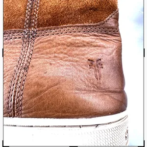 Frye Gemma Tall Shearling Boots Suede and Leather Cognac Size 8.5 thumbnail 14