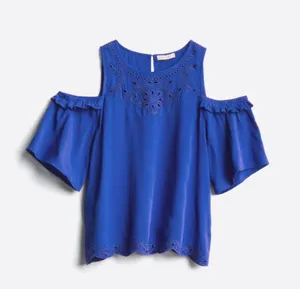 Blue cold shoulder top cold shoulder style Sz Medium thumbnail 1