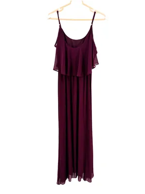 Show Me Your MuMu Caitlin Ruffle Maxi Dress S Merlot Chiffon flowy wedding event thumbnail 4