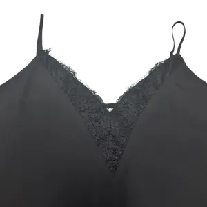 Socialite Lined Lace Trim Cami Black Small thumbnail 2