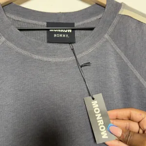 NEW Monrow‎ Mommy Women Cotton Dress L Grey Raglan Long Sleeve Stripe Casual thumbnail 6