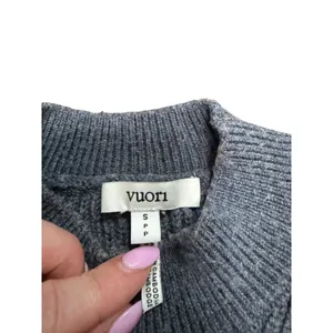 Vuori Womens Merino Wool Blend Mock Neck Ribbed Sweater Charcoal Gray Small thumbnail 3