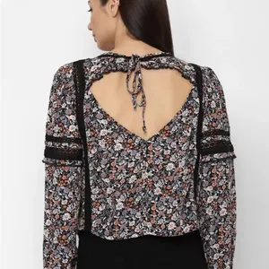 NWT American Eagle Outfitters Floral and Lace Open Back Blouse thumbnail 2