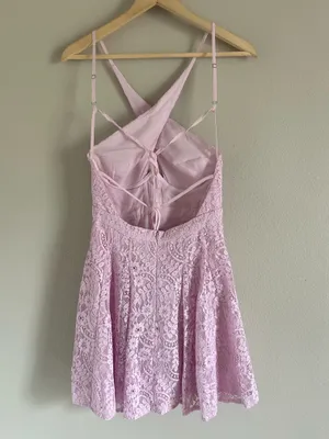 For Love & Lemons Pink Carmela Lace Halter Dress size Small NWT thumbnail 3