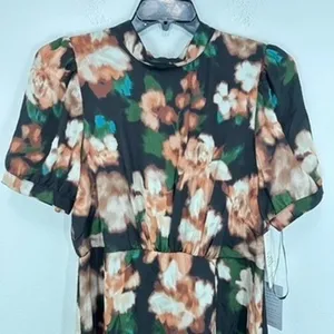 Julia Jordan Size 12 Dark Floral Midi Dress Short Sleeve Fall Wedding Guest Chic thumbnail 4