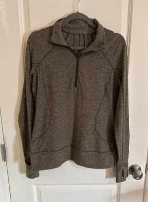 Lululemon Rush Hour 1/2 Zip Pullover Heathered Military Green Size 10 thumbnail 1