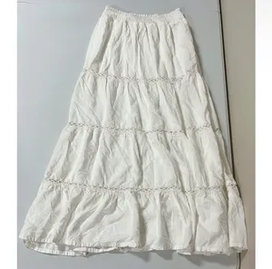 White Solid Linen Maxi Skirt Bottoms Size XS 🤍✨ thumbnail 2