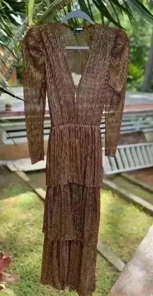 $438 Sabina Musayev x Revolve Carry Dress Brown‎ Mocha Copper Tiered Dress XS thumbnail 1