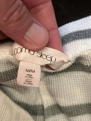 Como Sleep Pajama Set Womens Medium White Gray Stripe Knit Top Pants Lounge thumbnail 15