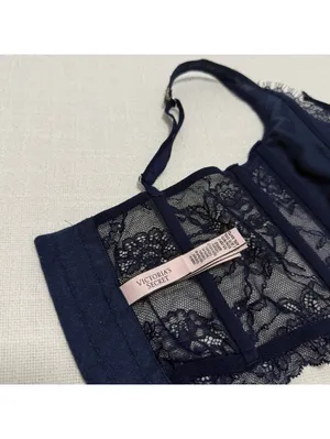 Victoria’s Secret Dream Angels Blue Embroidered Corset Look Bustier Top Sz XS thumbnail 9