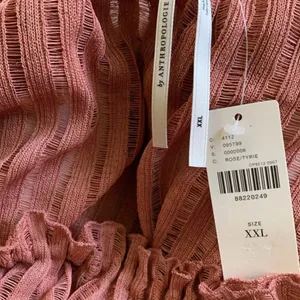 By Anthropologie Sheer Striped Blouse Top plus XXL 2X NEW BOHO rose long sleeve thumbnail 10