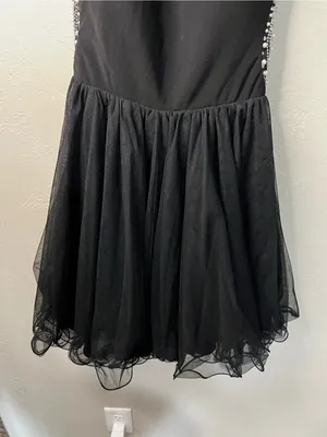 Blondie Nites Stacy Sklar 56671 Black Pearl Embellished Open Back Mini Dress thumbnail 5