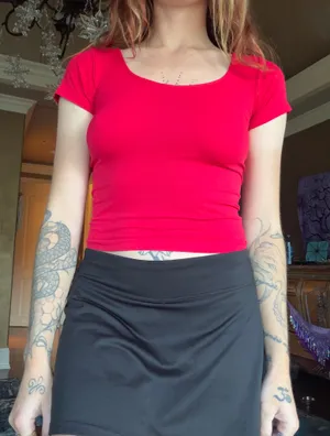 Sexy Red Crop Top Good Condition Bought Pre-Loved thumbnail 1
