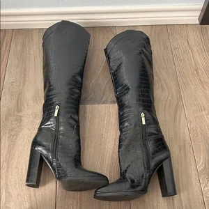 Black Guess Faux Alligator Skin Leather Knee-High Boots NWT thumbnail 6