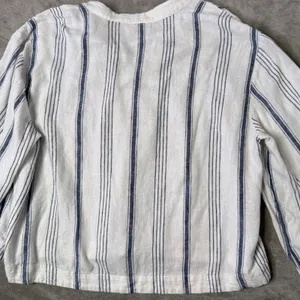 BOHO Flare Bell Sleeve Lace Up Tie Front Top Womens‎ L Striped Popover Cropped thumbnail 8
