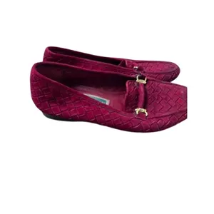 Vintage Cole Haan red woven suede horse bit buckle loafers thumbnail 3