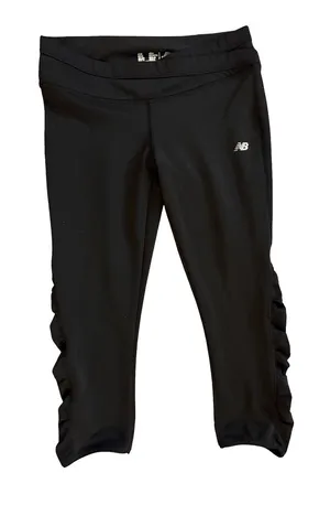 New Balance Black Women's Ruffle-Side Athletic Leggings thumbnail 1
