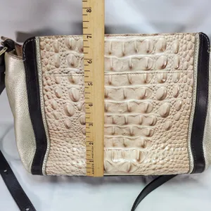 Brahmin Crossbody Leather Crossbody‎ Purse Beige Tan Croc Alligator Design thumbnail 11