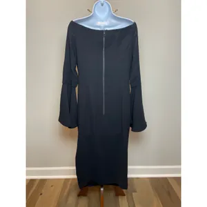 Bardot Solange Dress Size 8 Black Off Shoulder Bell Sleeve Midi Structured thumbnail 3