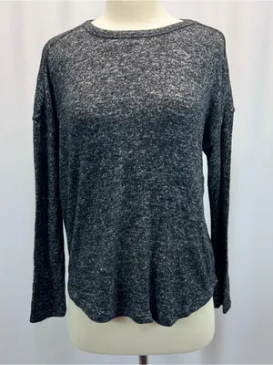 Quince Women's Long Sleeve Heathered Gray Crewneck Top XS Cozy Flowknit Breeze thumbnail 1