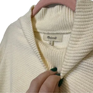Madewell Cream Ottoman Ribbed Knit Funnel Neck Drop-Shoulder Oversize Top Size S thumbnail 5
