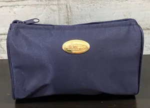 CHRISTIAN DIOR Parfums Navy Satin Cosmetic Case Travel Pouch Bag thumbnail 1