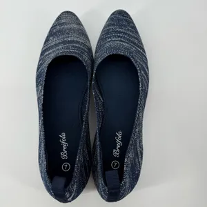 Breifola Knit Pointed Toe Flats Navy White Stretch Ballet Shoes Women's 7 thumbnail 7