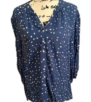 Polka Dot Blouse Size Medium Blue thumbnail 1