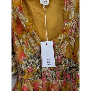 HEMANT AND NANDITA Nova Bodysuit in Mustard Multi X-Small New Womens Blouse Top thumbnail 7