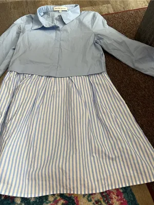 English Factory Stripe mixed media Contrast Shirt Mini Dress Size XS thumbnail 9