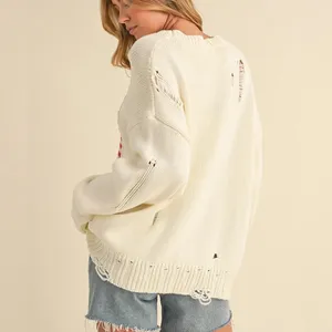 NWT Oversized distressed USA sweater Size L thumbnail 3