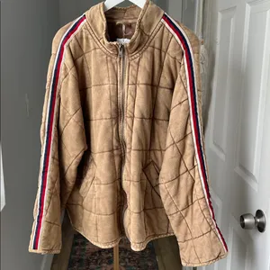 Free People Quilted Dolman Sports Rib Striped Oversized Varsity Jacket M $198 thumbnail 6