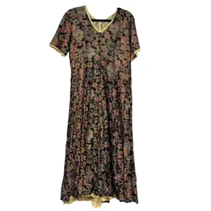 Vintage Handmade Dark Floral Sheer Maxi Dress Women M Cottage Core Fairy Romance thumbnail 2