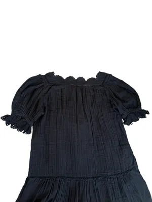 Sea New York Women’s Mae Short Sleeve Coverup Tie Front Black Cotton Mini Dress thumbnail 7