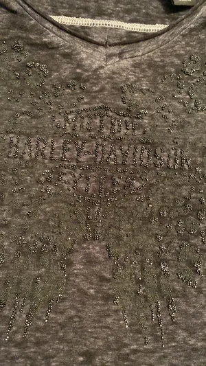 Harley Davidson T-shirt beaded embellishments Size Medium thumbnail 8