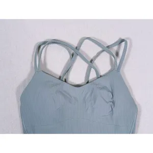 Lululemon Like a Cloud Ribbed Longline Sports Bra Size 2 Teal Yoga Pilates Gym thumbnail 4