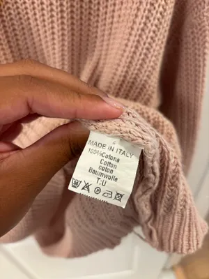 Brandy Melville Ollie Italian Cotton Oversized Waffle Knit Crewneck Sweater Coquette OS thumbnail 4