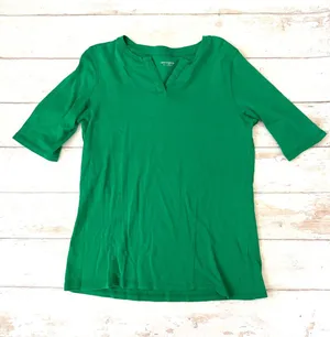 Cable & Gauge L/G Women’s Shamrock Green Short Sleeve Top 100% Cotton Size Large thumbnail 1
