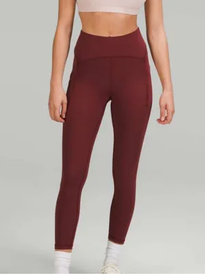 Lululemon Power Thru High Rise Tight Leggings 25” Red Merlot size 10 $128 thumbnail 6