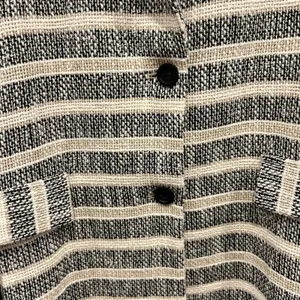 Zara Basic Womens Medium Striped Tweed Blazer Coat Black White Beige Cotton Mix‎ thumbnail 10