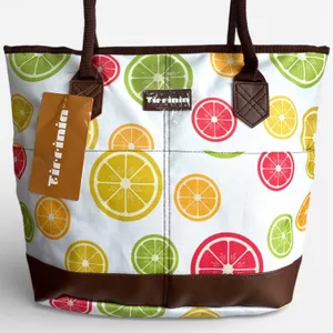 Citrus Fruit Print Large Insulated Lunch Tote Zipper Cooler Bag NWT thumbnail 2