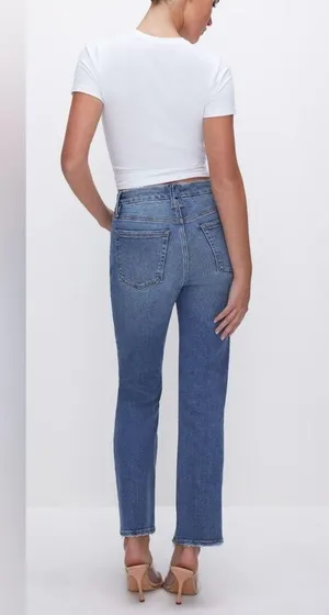 NWT Good American Good Legs Straight Jeans Blue Indigo478 Color High Rise Size 6 thumbnail 2