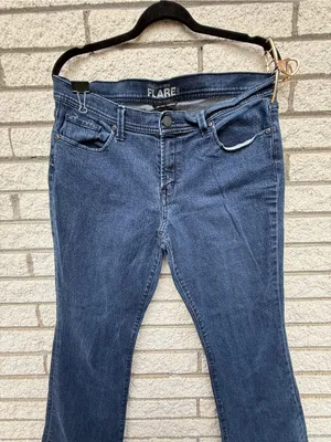 New York & Company Dark Indigo Wide Leg Flare Jeans thumbnail 6